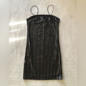 Forever 21 Black and Silver Sequins Mini Dress US Size Small